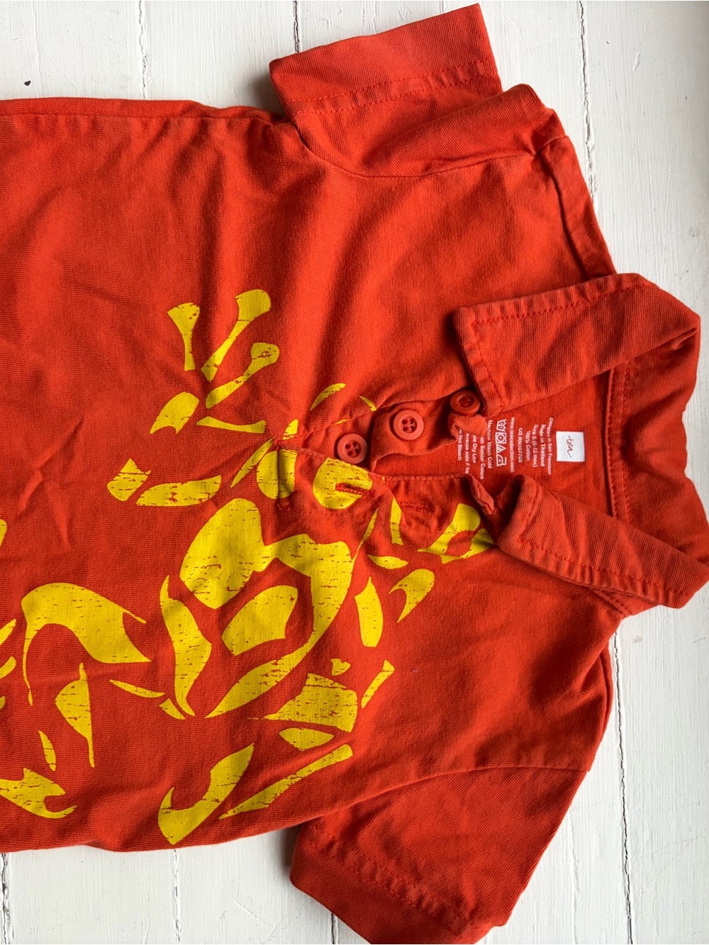 Tea Collection Red Polo with Yellow Graphic